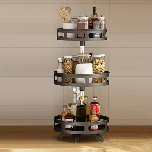 3-Tier Rotating Metal Kitchen Organizer