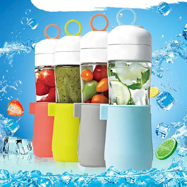 Portable Glass Water Bottle with Protective Silicone Sleeve