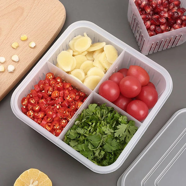 4 in 1 Vegetable & Fruit Storage Box With Lid - All-In-One Store