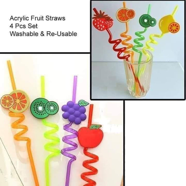 4 Pcs Fruits Straw Set - All-In-One Store