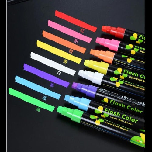 Liquid Chalk Erasable Markers (Fluorescent Pack of 8)