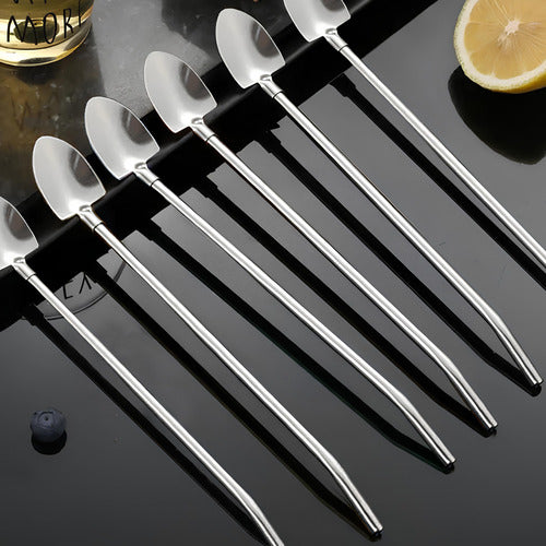 2in1 Stainless Steel Spoon with Straw (Pack of 6)