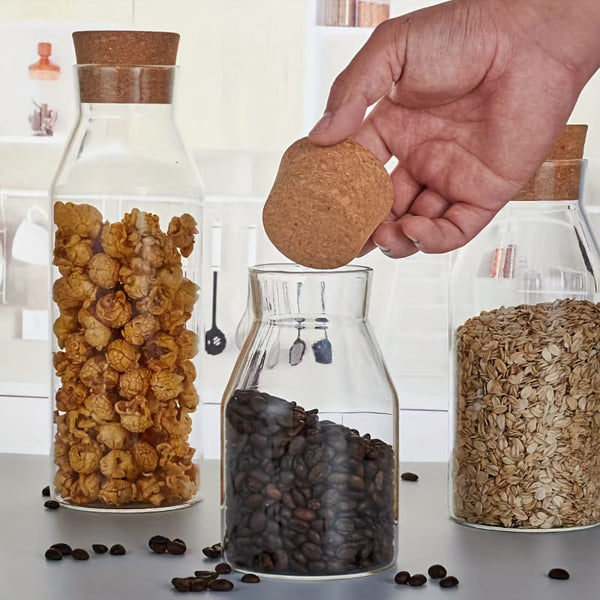 Curvy Airtight Glass Jars with Cork Lids