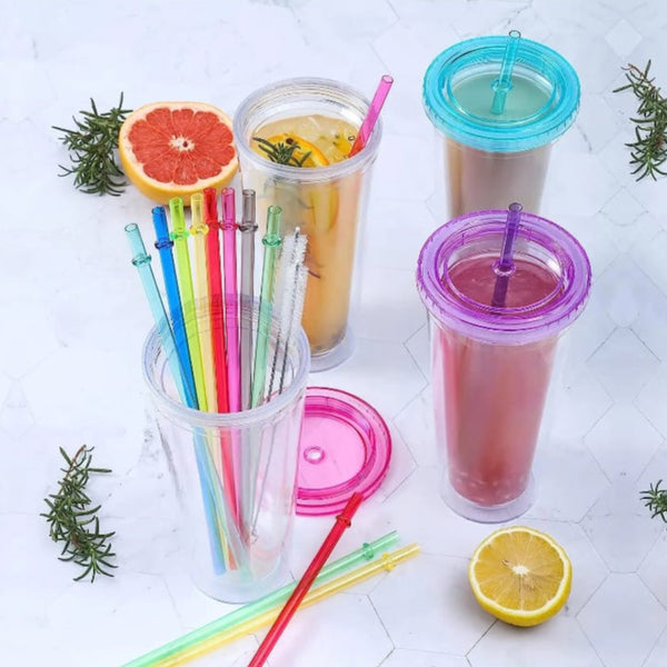 Transparent Reusable Plastic Straw (Pack of 2)