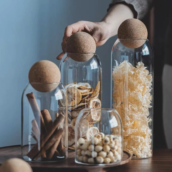 Glass storage Jar with wooden lid