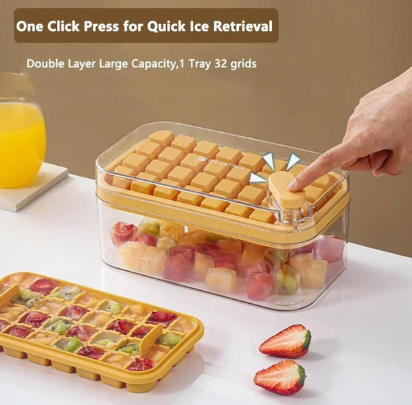 64 cubes double layer ice cube freezing and storage box