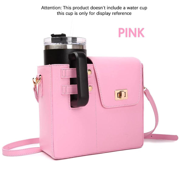 Leather Crossbody Bag   with Cup Holder / Tumbler Compartment