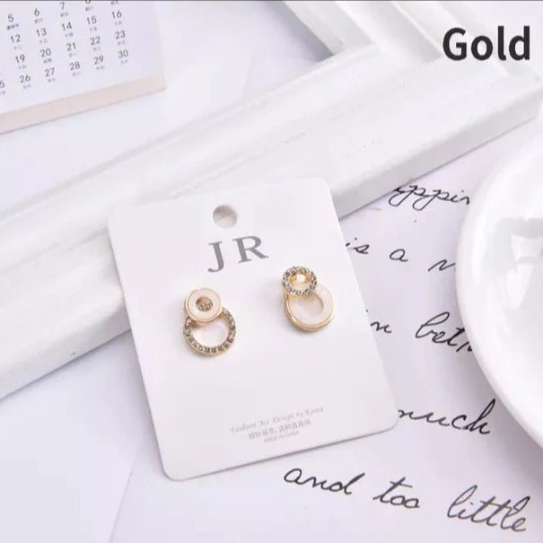 Asymmetric Double Circle Crystal Earrings - All-In-One Store