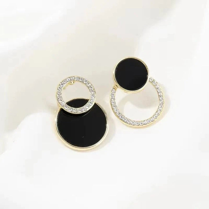 Asymmetric Double Circle Crystal Earrings - All-In-One Store