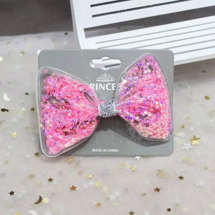 Bow Style soft hair clips with glittering stars - All-In-One Store