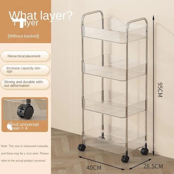 Crystal-Clear 3-Tier Rolling Organizer Cart