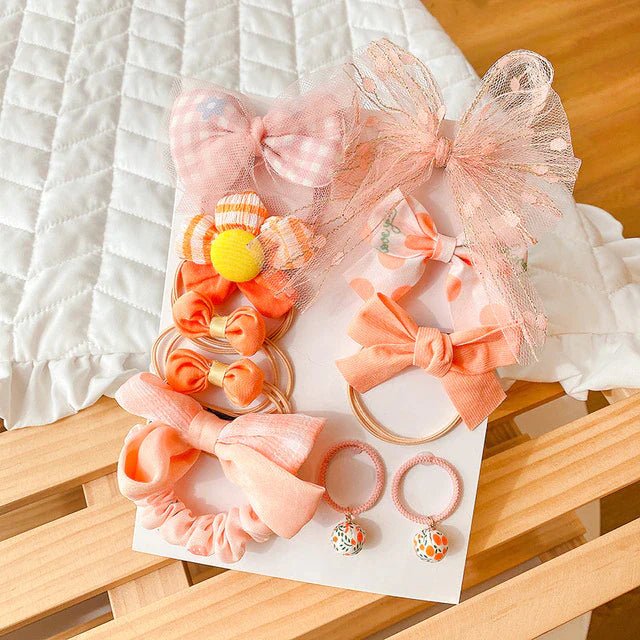 Cute Flowers and Bow Elastic Hairbands (Pack of 10) - All-In-One Store