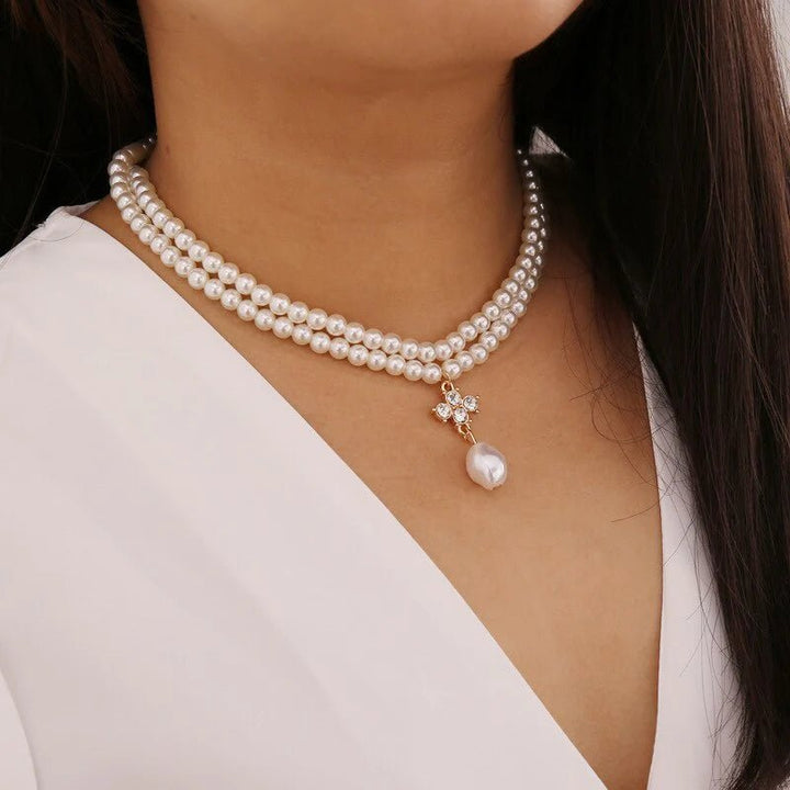 Double Layer Crystal Pearl Necklace - All-In-One Store