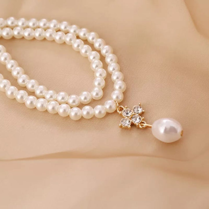 Double Layer Crystal Pearl Necklace - All-In-One Store