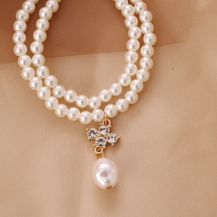 Double Layer Crystal Pearl Necklace - All-In-One Store