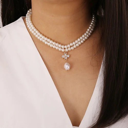 Double Layer Crystal Pearl Necklace - All-In-One Store