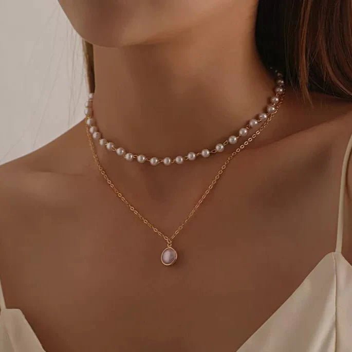 Double Layer pearl Chain Necklace - All-In-One Store