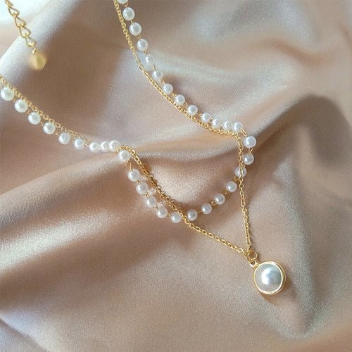 Double Layer pearl Chain Necklace - All-In-One Store