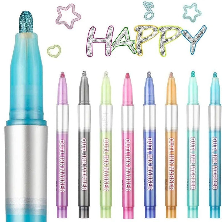 Dual-Line Glittering Marker - Set of 12 markers - All-In-One Store