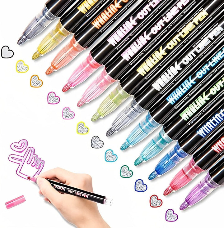 Dual-Line Glittering Marker - Set of 12 markers - All-In-One Store