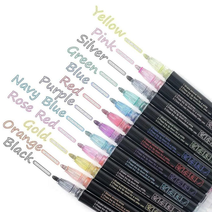 Dual-Line Glittering Marker - Set of 12 markers - All-In-One Store