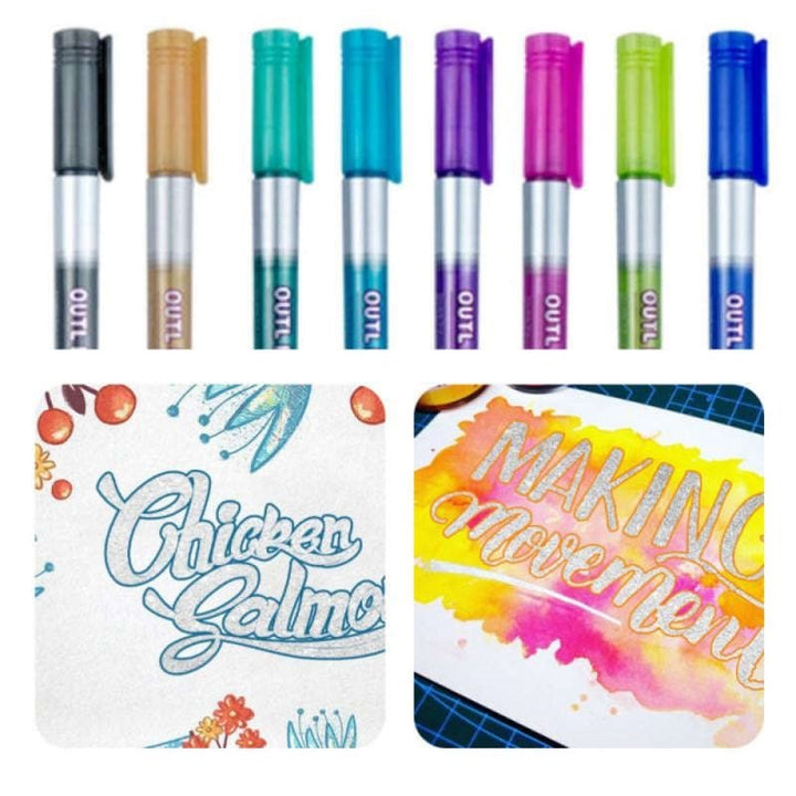 Dual-Line Glittering Marker - Set of 12 markers - All-In-One Store