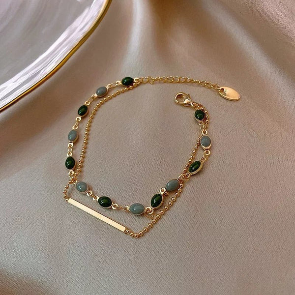 French Style Gold and Green beads Bracelet - All-In-One Store