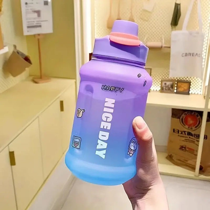 Gradient Water Bottle With Straw - All-In-One Store