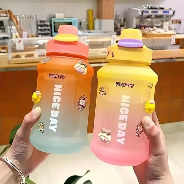 Gradient Water Bottle With Straw - All-In-One Store