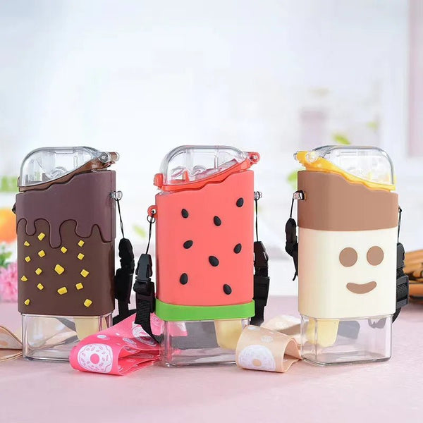 Ice Cream Water Bottle With Straw - All-In-One Store