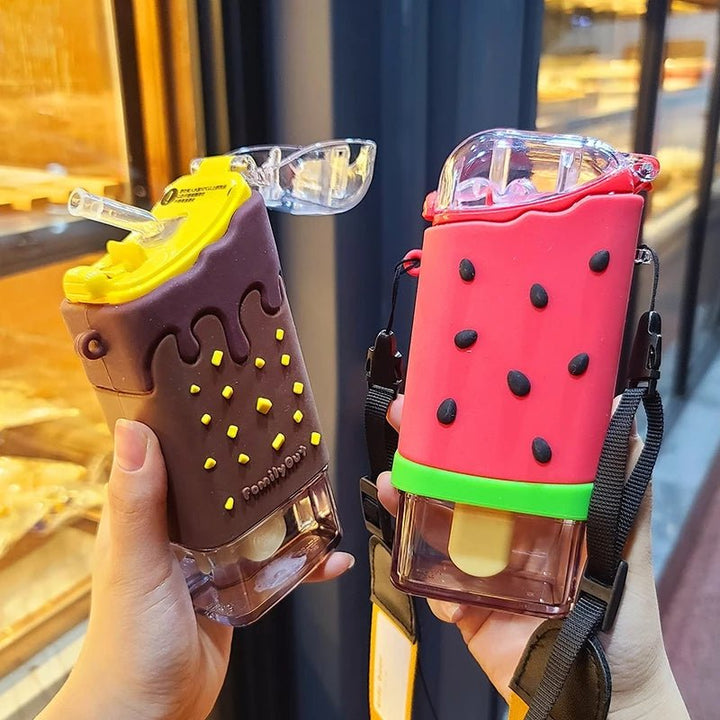 Ice Cream Water Bottle With Straw - All-In-One Store