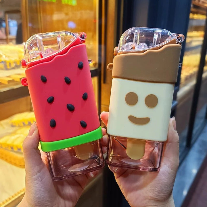 Ice Cream Water Bottle With Straw - All-In-One Store