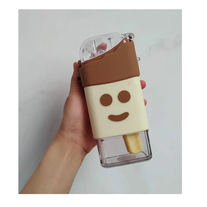 Ice Cream Water Bottle With Straw - All-In-One Store