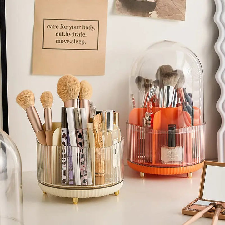 Large Spinning Brush Organizer with Lid - All-In-One Store