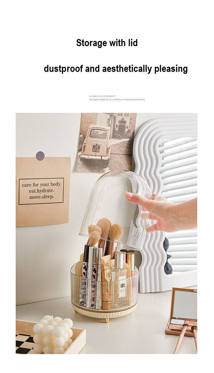 Large Spinning Brush Organizer with Lid - All-In-One Store