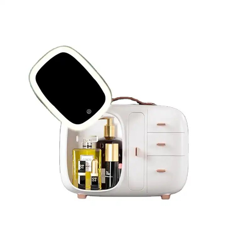 Modern Makeup Organizer Box with LED Mirror - All-In-One Store