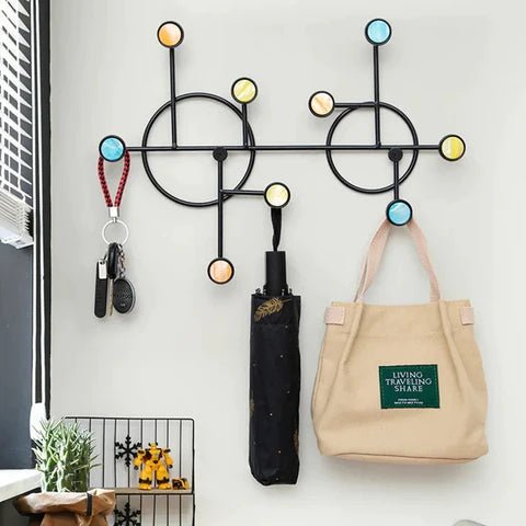 Nordic Style Wall Shelf With Hooks - Circle - All-In-One Store