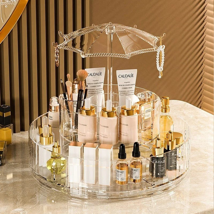 Rotatable Umbrella Cosmetic Organizer - All-In-One Store