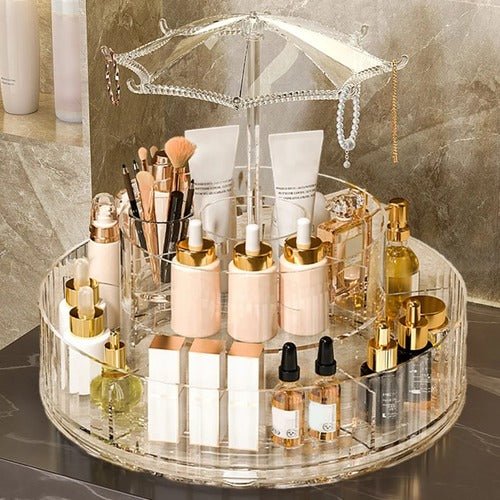 Rotatable Umbrella Cosmetic Organizer - All-In-One Store