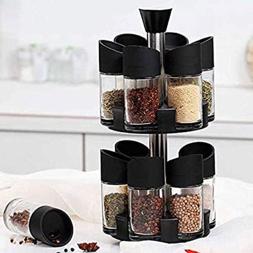 Rotating Double Layer Spice Rack - All-In-One Store