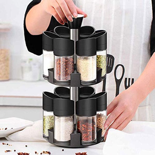 Rotating Double Layer Spice Rack - All-In-One Store