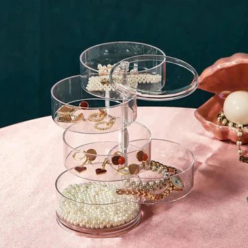 Transparent 360° Rotating Jewelry Box - 5 Layer - All-In-One Store