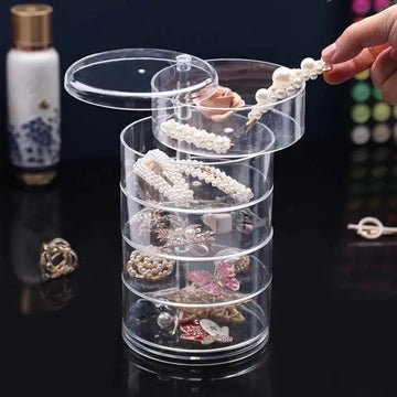 Transparent 360° Rotating Jewelry Box - 5 Layer - All-In-One Store