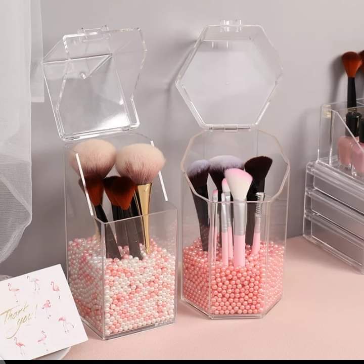 Transparent brush holder with pearls - All-In-One Store