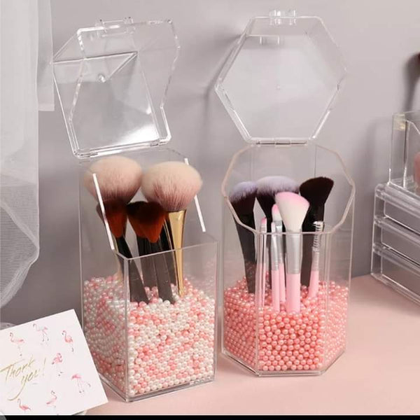 Transparent brush holder with pearls - All-In-One Store