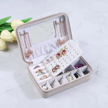 Zipper Jewelry Storage Box With Mirror - All - In - One Store