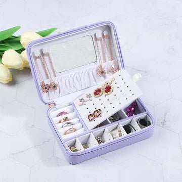 Zipper Jewelry Storage Box With Mirror - All - In - One Store