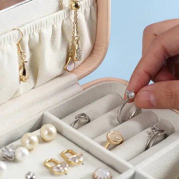 Zipper Jewelry Storage Box With Mirror - All - In - One Store